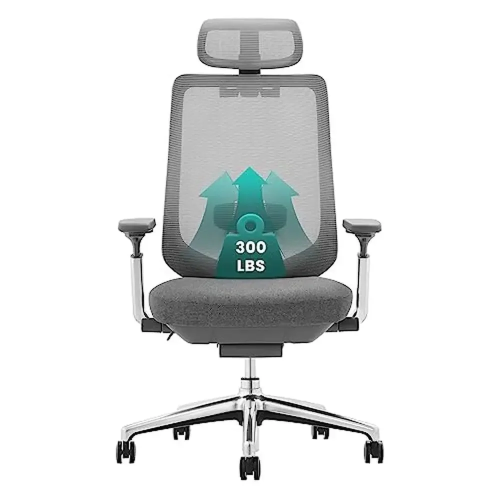 High Back Mesh Office Chair with Adjustable Headrest Lumbar Support 4D Armrests Sliding Seat Ergonomic Computer Executive Desk