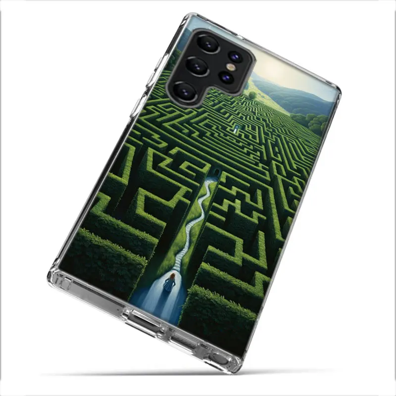 Ancient Maze Clear Phone Case For Samsung Galaxy S21 S20 S23 FE S24 S22 Ultra Capa S10 S9 S8 Plus S10E Cover Shell Coque