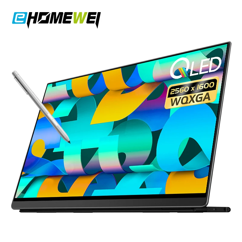 EHOMEWEI Portable Monitor Q3 16 Inches QLED 2.5K 16:10 Computer Expansion Screen Black Metal Frame With Active Stylus