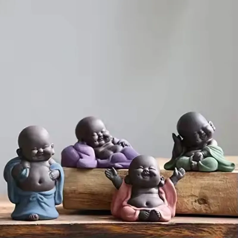 

Ceramic Maitreya Buddha Statue Tea Sculpture Hand Carved Figurine Craft Display Ornament Home Tea Ceremony Decoration Tea Pet