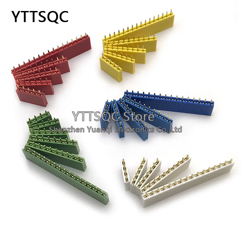 2.54mm Color Single Row Female Pin Header Connector Red/Yellow/Blue/White/Black/Green 1*2/3/4/5/6/8/10/14/16/20/40Pin Socket