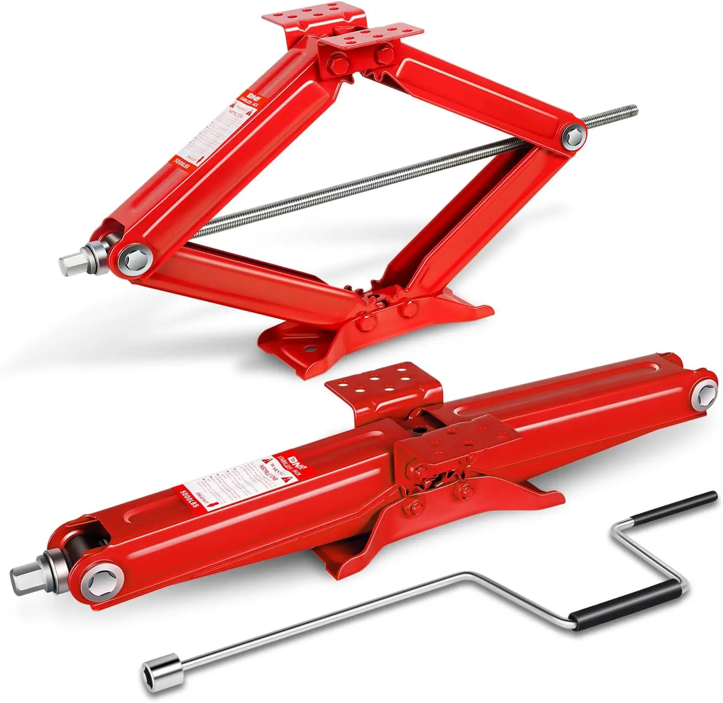 

2-Pack 5000lbs RV Trailer Stabilizer Leveling Scissor Jacks with Speed Crank Handle, 4-24" Height,Set of 2,Red,TOOLS-00328