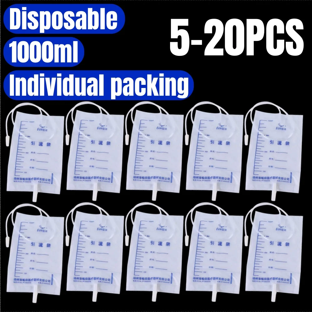 

5-20Pcs 1000ML Male Female Urine Collector Bag Urinal Collection and Storage Bag Urination Drainage Catheter Bag Pee Holder