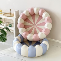 1pc 120 Vintage Petal Striped Water Basin, Retro Striped Inflatable Swimming Pool For, Thickened Home Ocean Ball Pool.