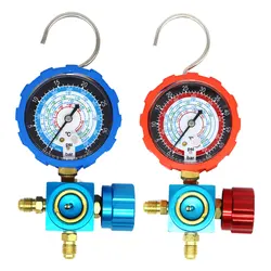 For R410A, R22, R134A, R404A, Air Conditioning Pressure Gauge with Sight Glasses High and Low Pressure Refrigerant Manifolds