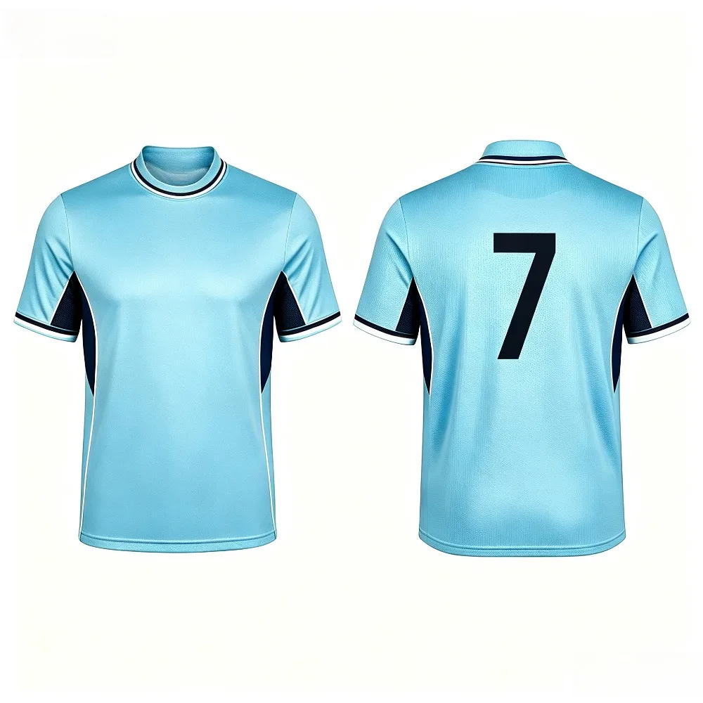 2026 New Men Short Sleeve T‑Shirt Contrast Side Panel Number 7 Print Collar Trim Fashion Casual Sport Tee