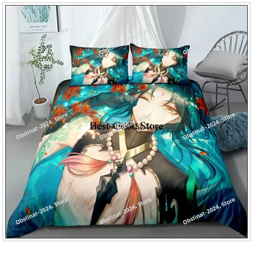 Genshin Impact Set biancheria da letto Set copripiumino di lusso 200x200 Dimensioni Gioco Anime Copripiumino Set letto Aldult Camera da letto per bambini