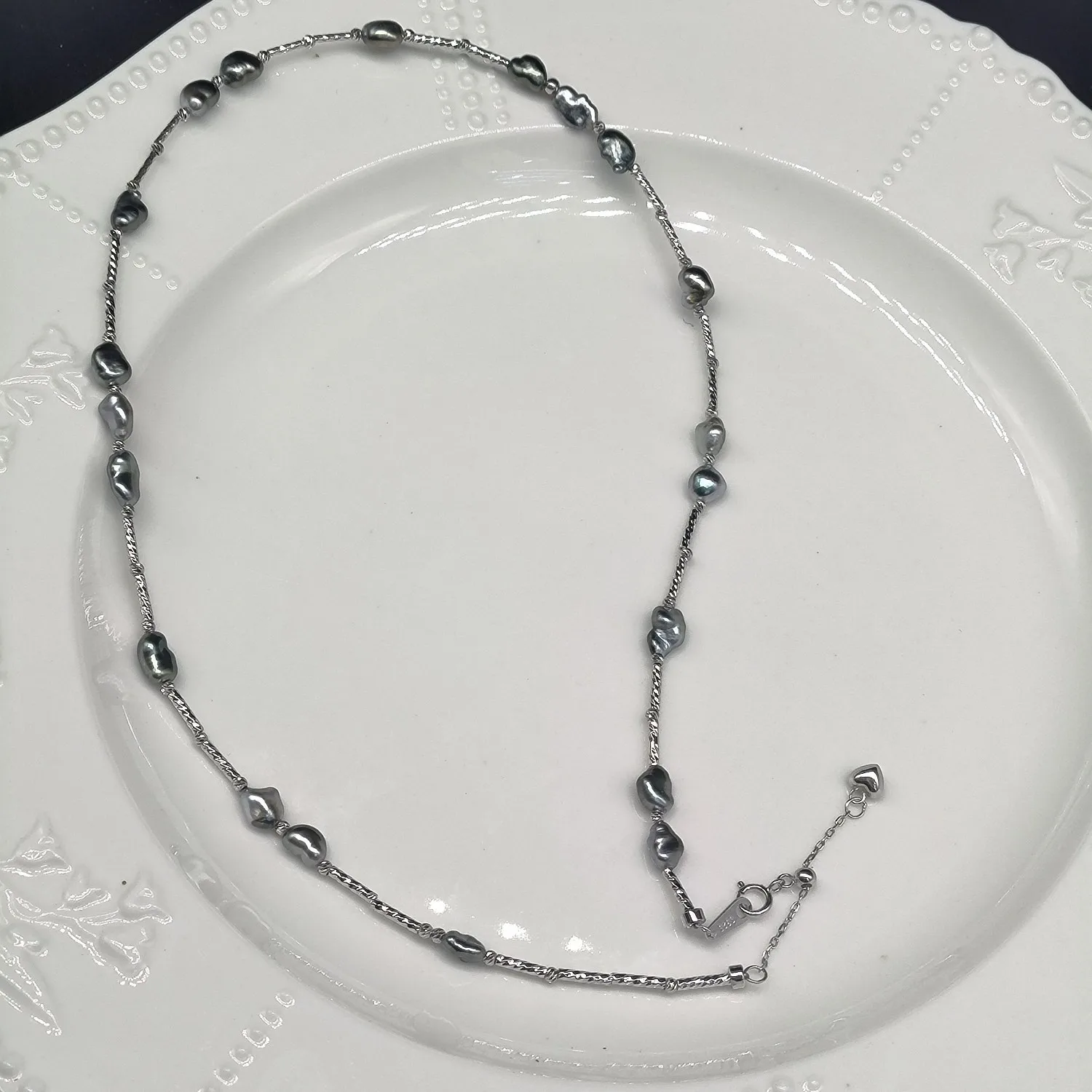 

5-6mm Natural Saltwater Tahitian Keshi Pearl Necklace, S925 Silver Baroque Strong Luster, Elegant Pearl Jewelry Gift for Women