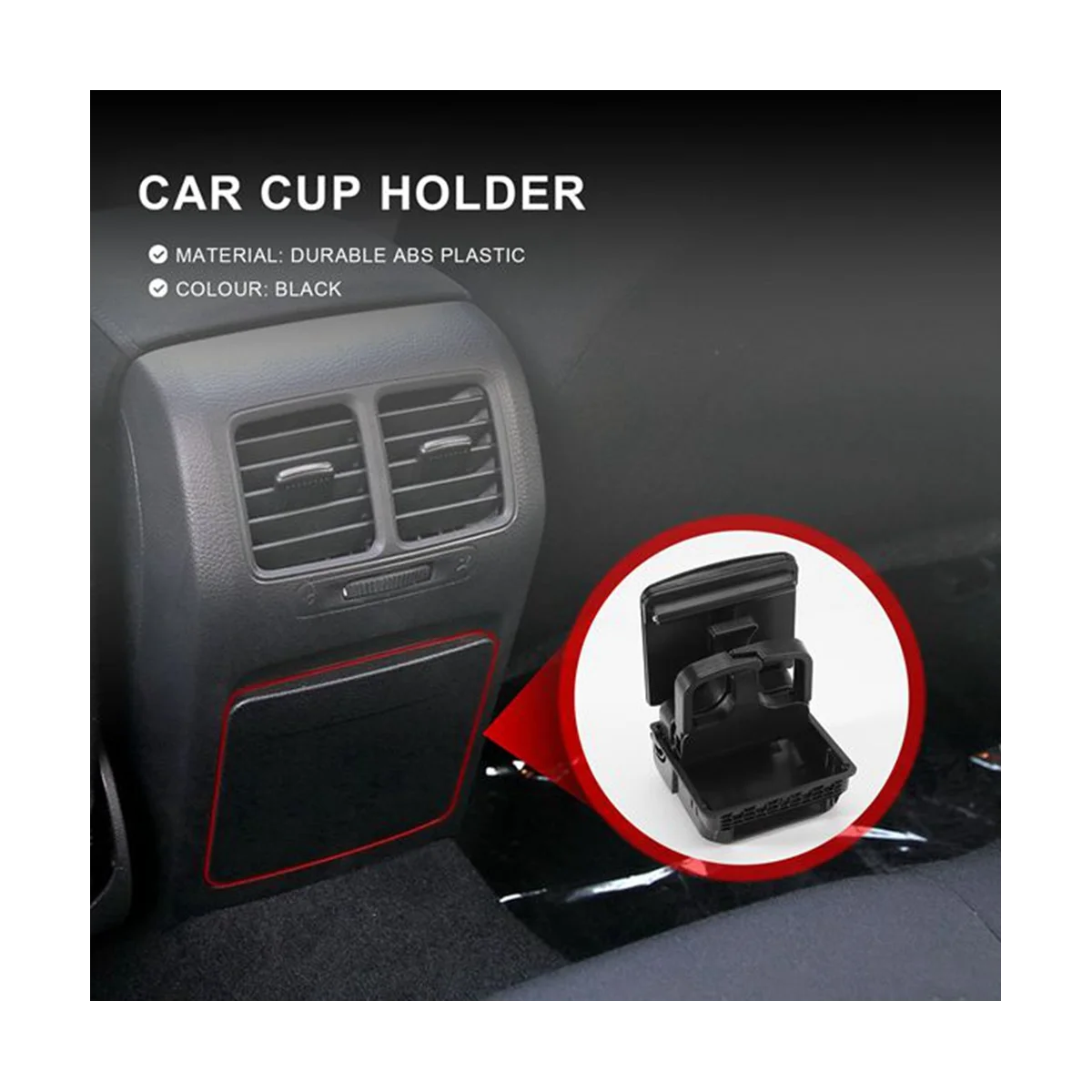 2 Pcs 2018 Black Central Armrest Rear Cup Holder for Jetta 5 Golf 5 6 Rabbit