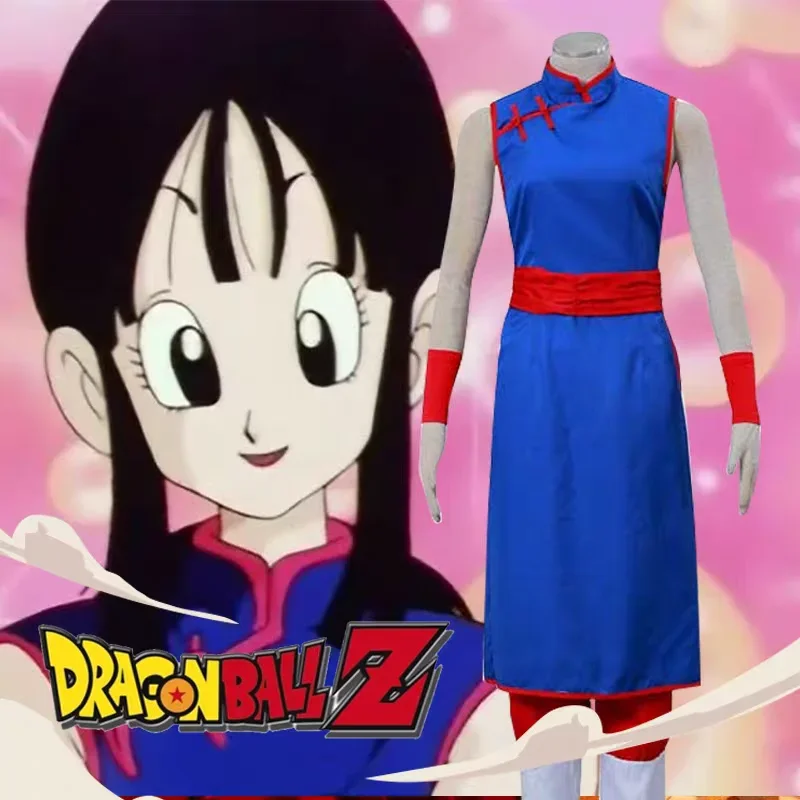 Novo fantasia de anime, uniforme azul, acessórios Cheongsam, camisa feminina, vestido de uniforme, conjunto para festa de Halloween