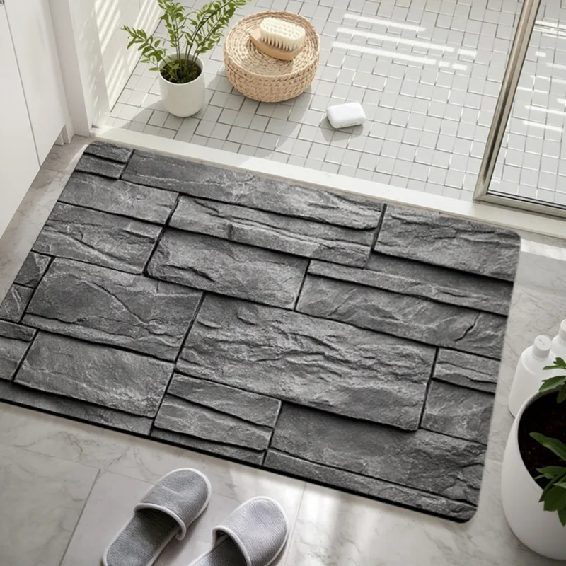 Wood Stone Pattern Absorbent Fast-Drying Non-Slip Mat Home and Bathroom Decor Floor Mat Kitchen Entrance Door Mat сланцы женские