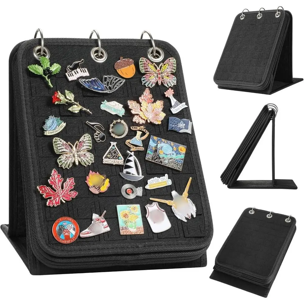 

New Felt Badge Storage Rack 5 Sheets Large Capacity Calendar Stand Black Gray Foldable Jewelry Organizer for Stores Shops