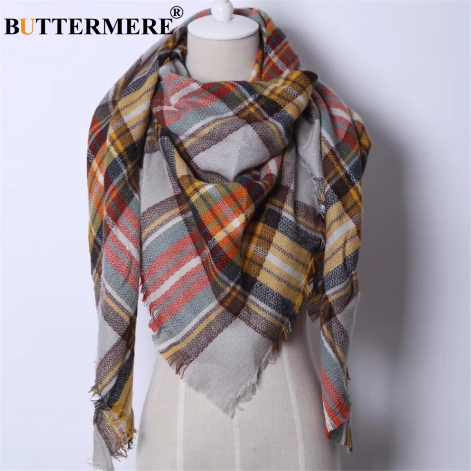 BUTTERMERE Scarf Women Plaid Blanket Scarf Ladies Warm Pashmina Wrap Cashmere Brand British Style Female Shawls And Scarves