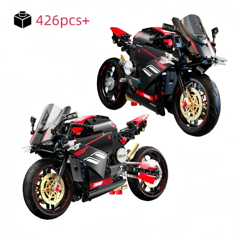 

НОВЫЙ высокоскоростной набор строительных блоков для гоночного мотоцикла 1:8, набор моделей кирпичей «сделай сам», для детей и взрослых, STEM, развивающие игрушки, подарки, 426 шт.