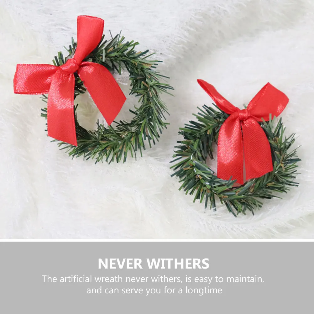 

10Pcs Artificial Mini Pine Needle Christmas Wreaths Rings Xmas Home Decor Door Ornaments Party Supplies