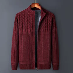 Fleece Jacket Jumpers Men Sweaters Pullover Oversize Homme Sweats Zippés Male Clothing Red Men Cardigan Winter Thick Warm 2021