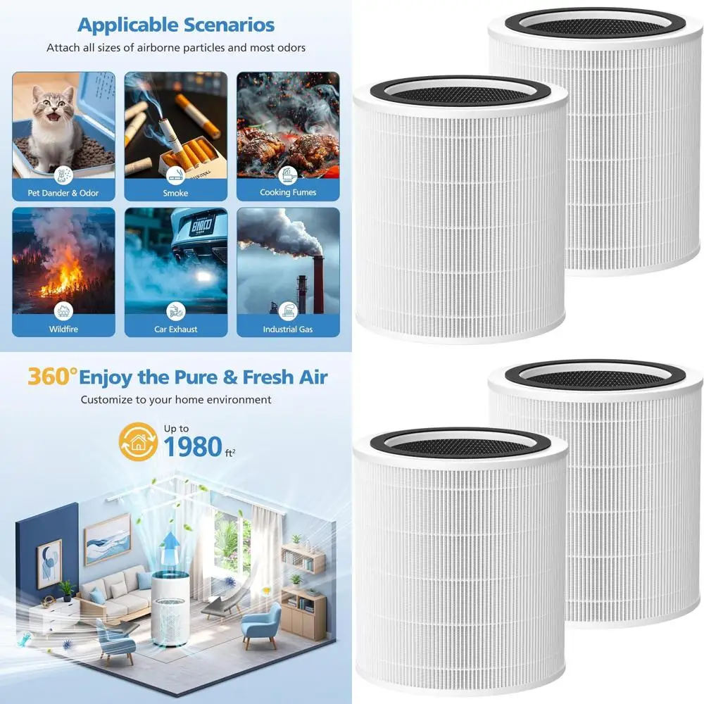 

Сменные фильтры для очистителя воздуха 3-в-1 с HEPA-фильтром и активированным углем, 2 шт.