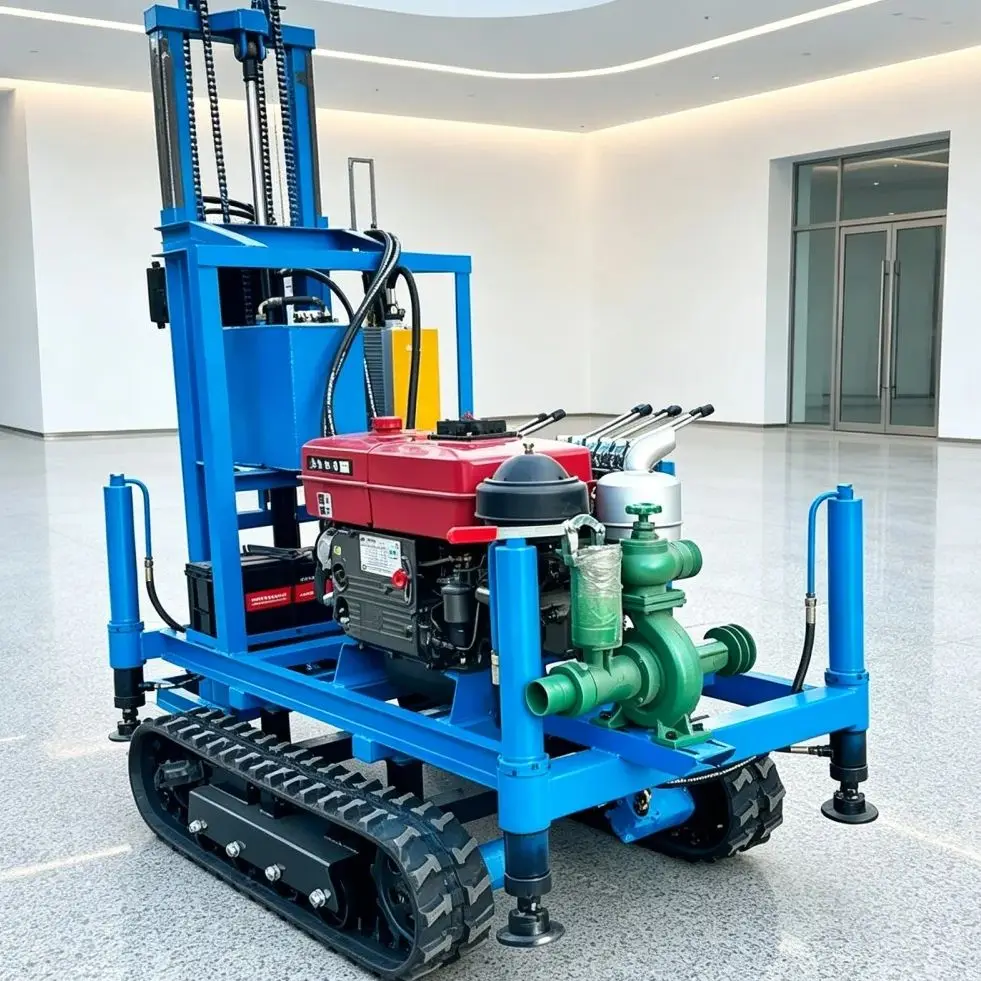 Customized 22‑25 HP Crawler Water Well Drilling Rig, Small Diesel Complete Drilling Equipment Suitable for Different Strata