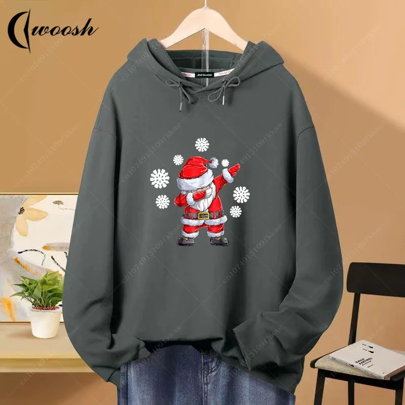 

Merry Christmas Santa Claus Hoodie Men Sports Shirt Retro Trend Loose Hooded Crew Neck Hoodie Cotton Printing Long Sleeved Tops