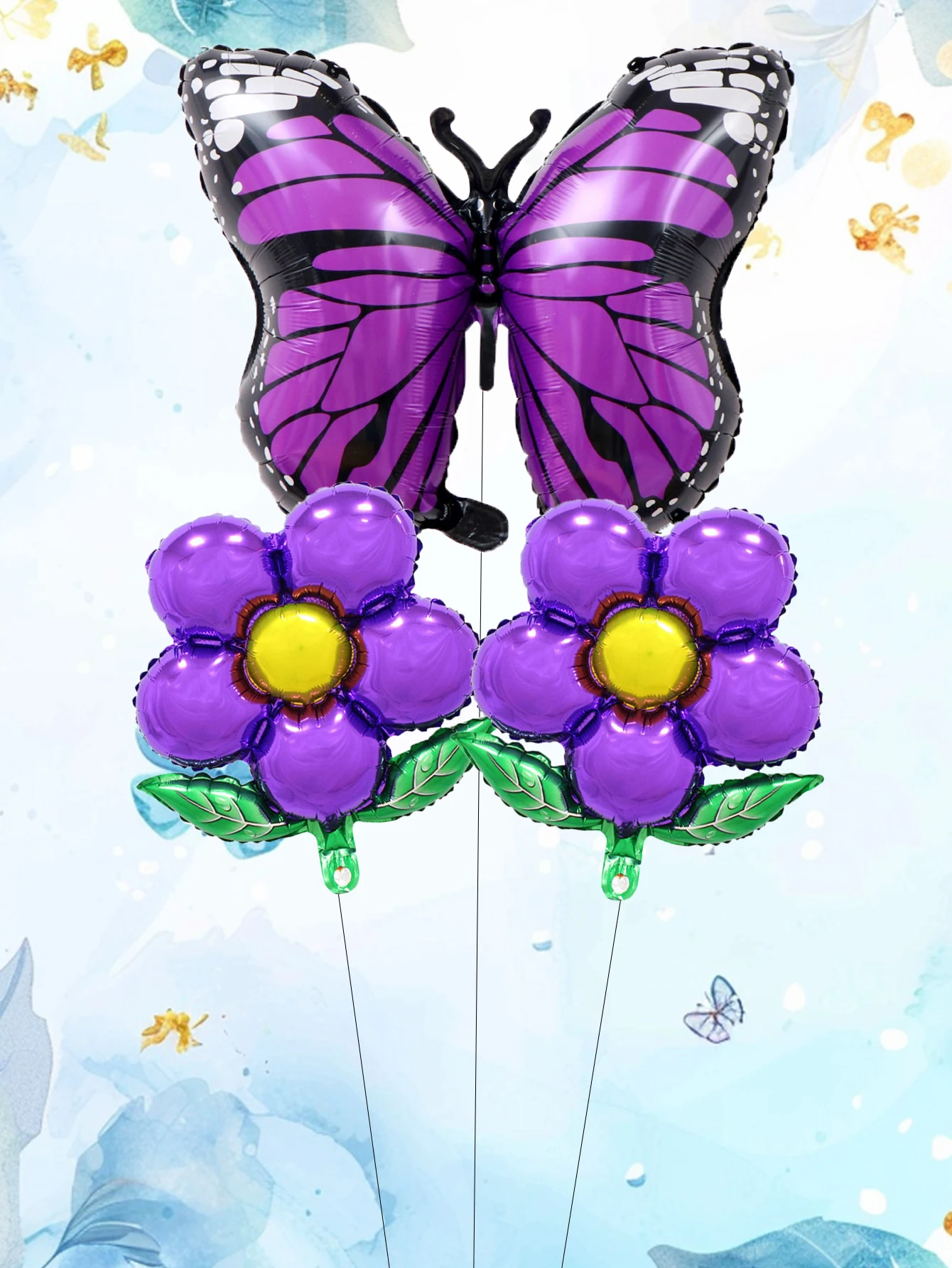 مجموعة بالونات الفراشة لتزيين الحفلات ، ورقة الشجر والزهور ، الزفاف وأعياد الميلاد ، 3 *