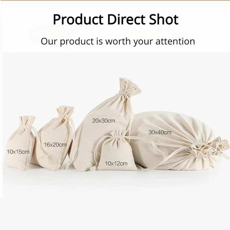 1Pc High Quality Natural Linen Storage Drawstring Bags Christmas Gift Package Small Pouch Home Organize Cotton Sacks