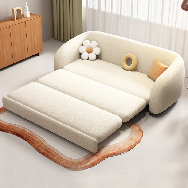 Dual-Purpose Sofa Bed Foldable Living Room Nordic Cream Style Storage Multi-Functional Double Bed