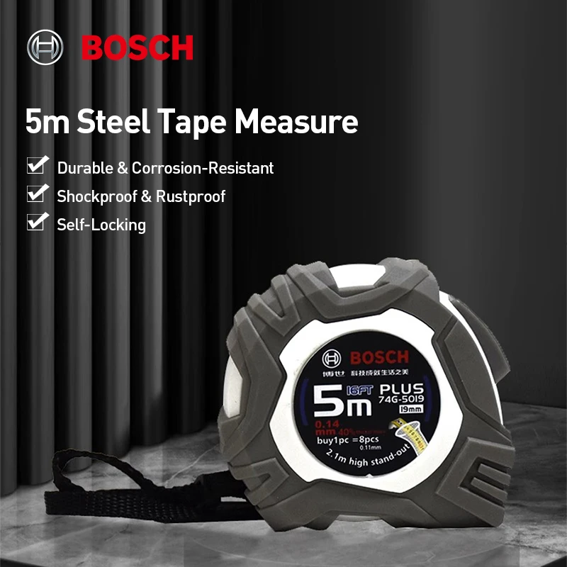 Bosch Tape Measure Retractable Soft Ruler Stainless Steel DIY Work Measuring Tools Portable Steel Tape Measure 5M view 2