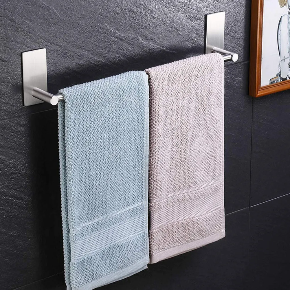 

1pc Stainless Steel Rack No Drilling Adhesive Bathroom Storage Rack Strong Hold Wall Mount Towel Holder For Home Bathroom