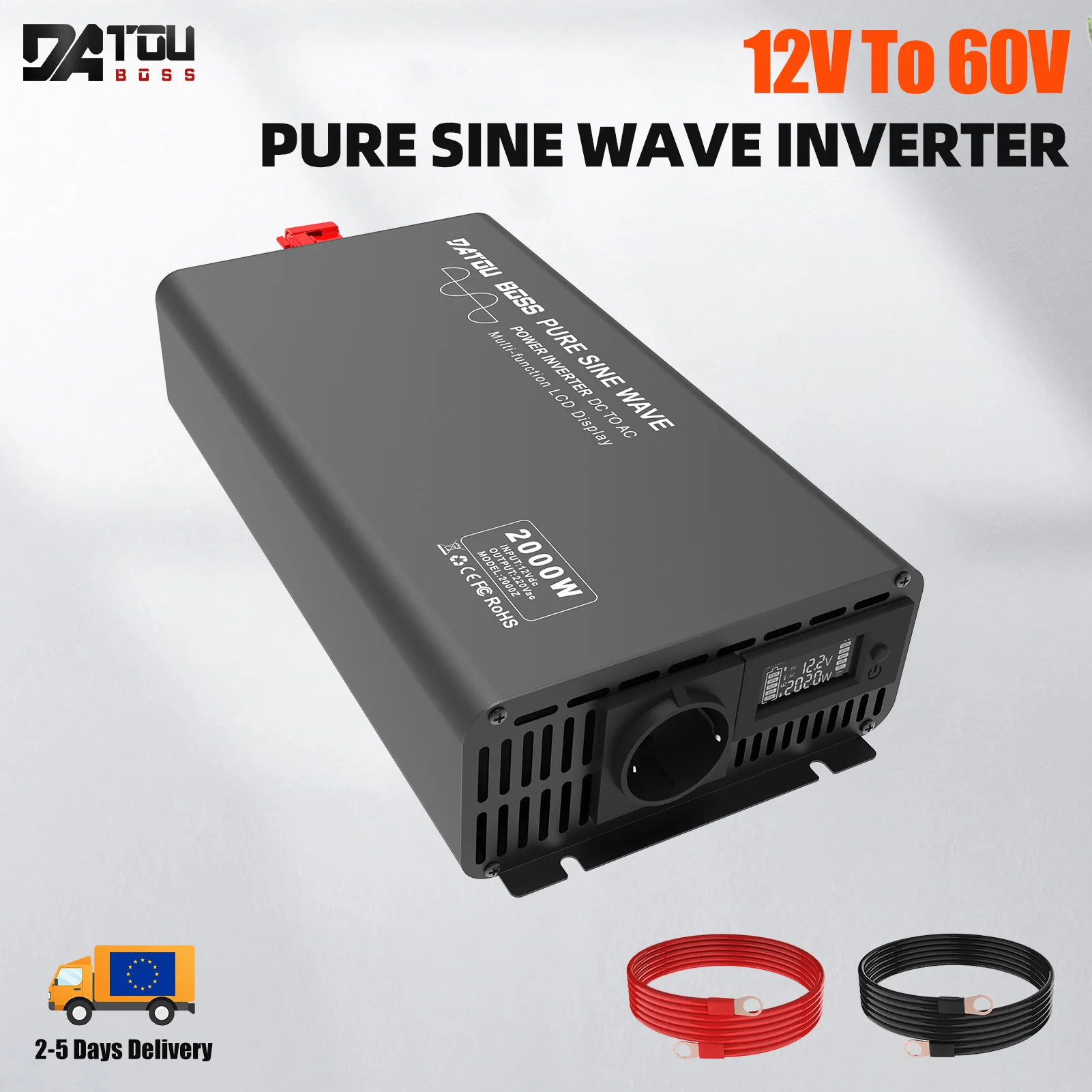 DATOUBOSS YLRX-2000 Pure Sine Wave Inverter DC12V48V60V To AC220V Power Transformer Continuous Power 2000W Portable Car Inverter