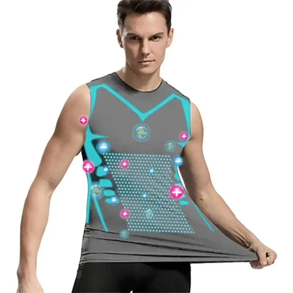 Fast Dry Breathable Slim Sleeveless Elastic Vest Fitness Top Ionic Shaping Vest Men's Sports Skin-tight Vests