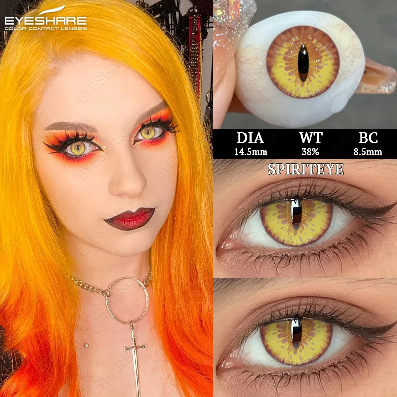 EYESHARE 2pcs Cosplay Contact Lenses Halloween Colored Lenses for Eyes Yearly Beautiful Pupil Black Lenses White Eye Contacts