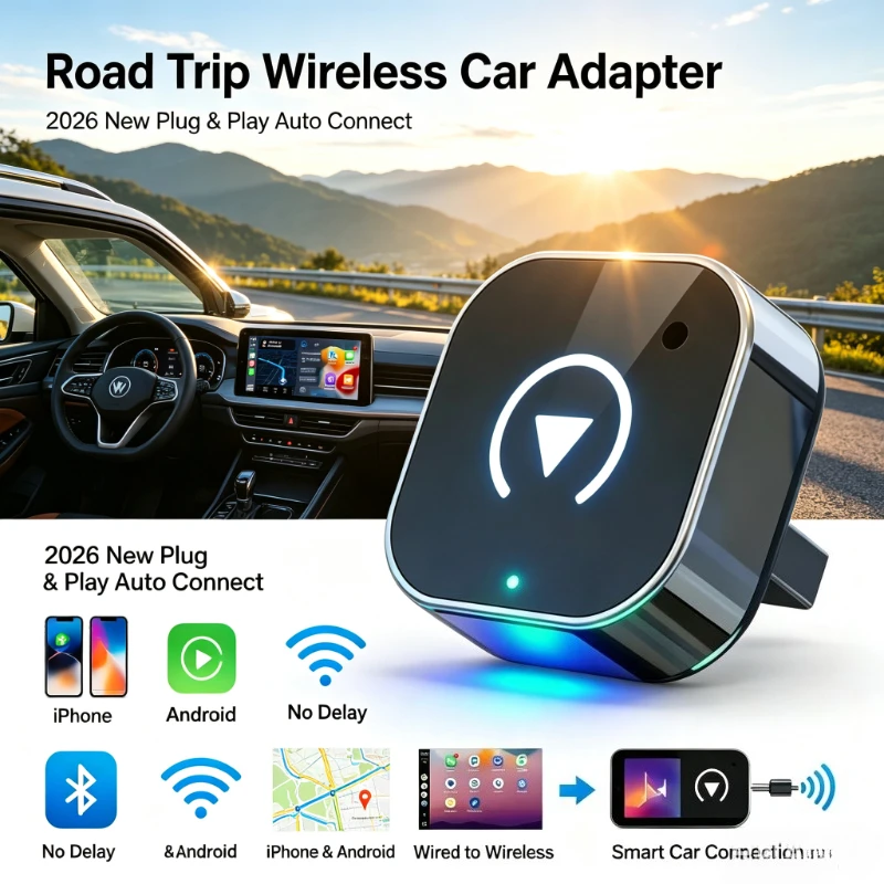 Wireless CarPlay Adapter, Plug & Play Auto Connect No Delay, Wired to Wireless Converter for iPhone & Android 2026 New