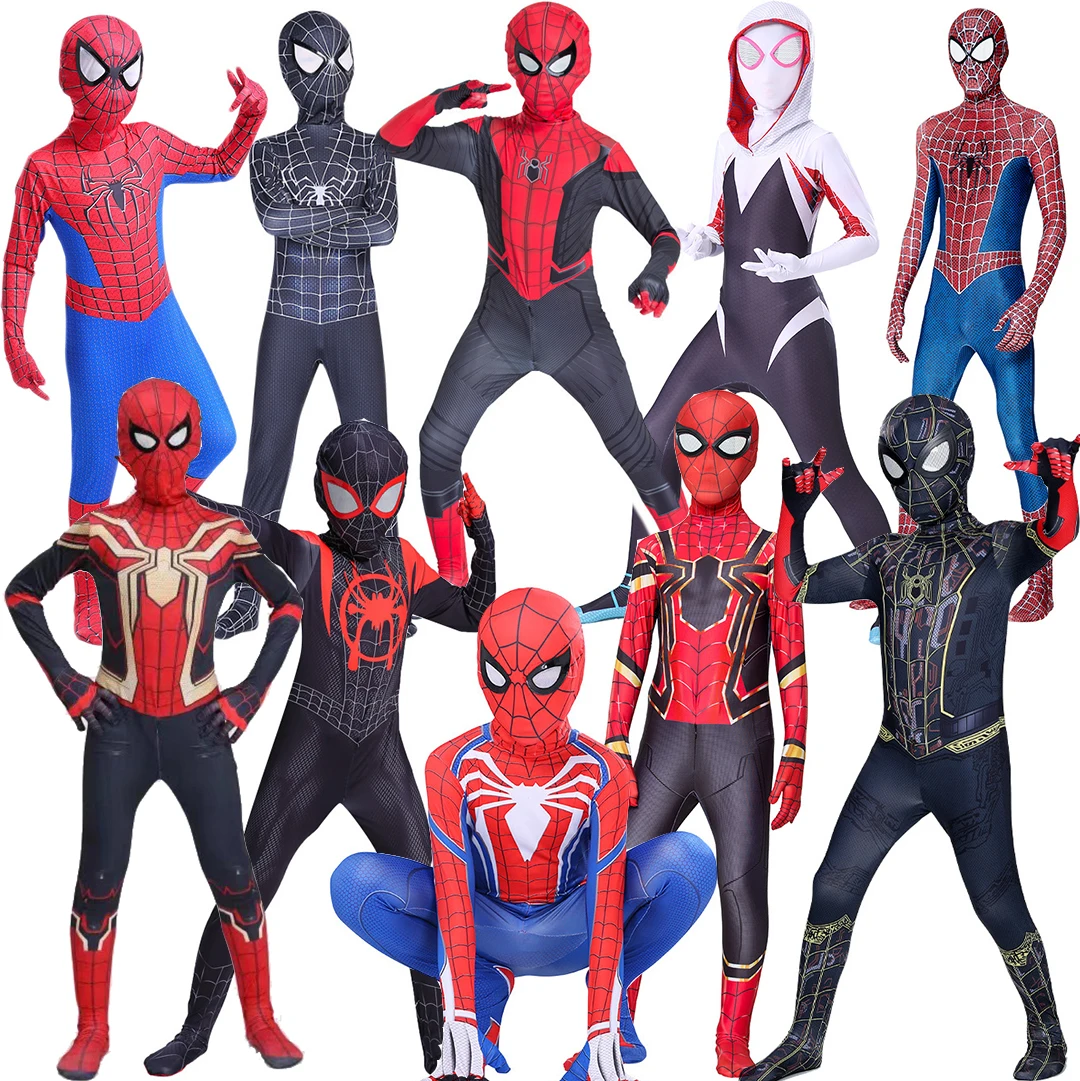 

Cool Spider Man Cosplay Costume for Kids Comic Con Super Heroes Suit with Mask Boy and Girls Halloween Outfit Carnival Dress up