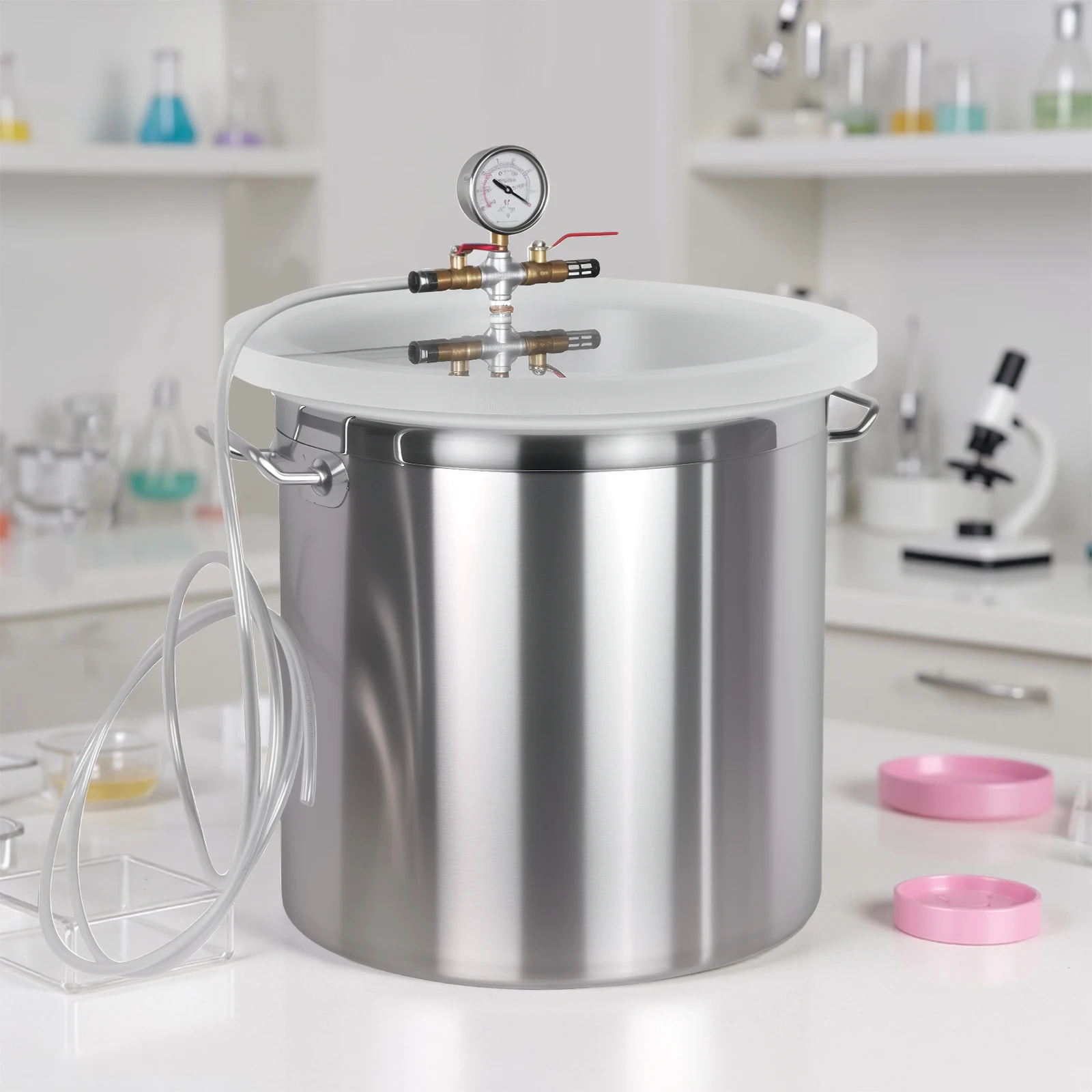 

Вакуумный дегазатор из нержавеющей стали 304 с прозрачной крышкой и смотровым окном для вакуумной камеры, для стабилизации силикона, эпоксидной смолы и дерева