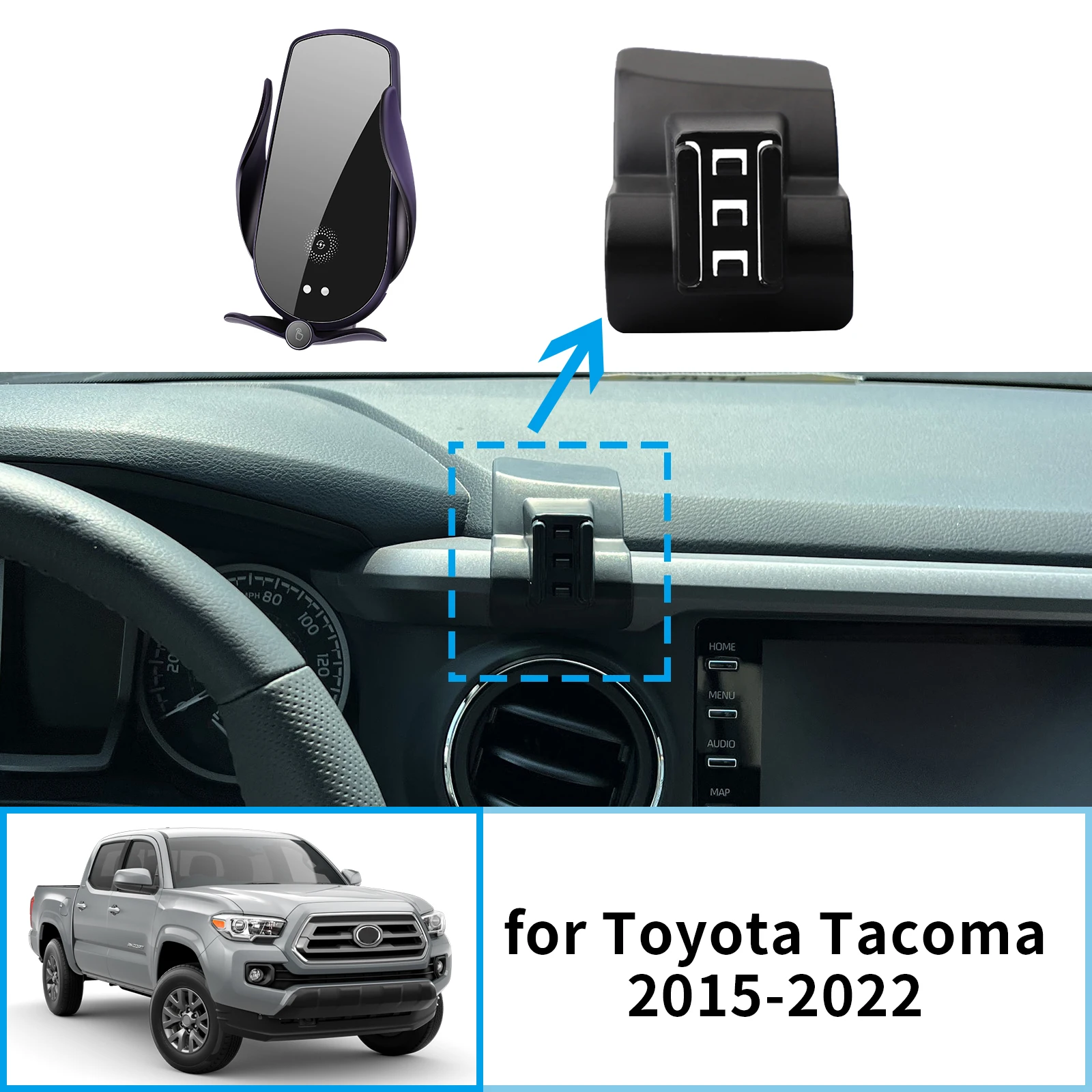 for Toyota Tacoma 2015 2016 2017 2018 2019 2020 2021 2022 Phone Holder Screen Fixed Navigation Bracket Base Wireless Charging