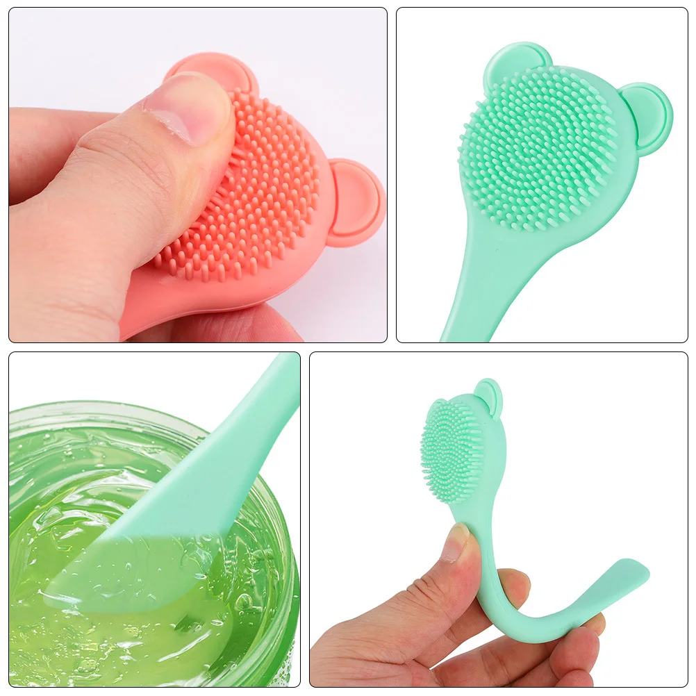 블랙헤드를위한 2pcs 실리콘 코 브러시 깊은 모공 청소 페이스 클렌징 도구 부드러운 강모 여행 크기 그린 오렌지