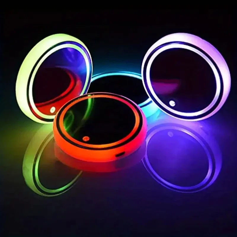 Car LED luminous coaster car interior cup holder USB charging pad waterproof coaster car atmosphere light car accessories