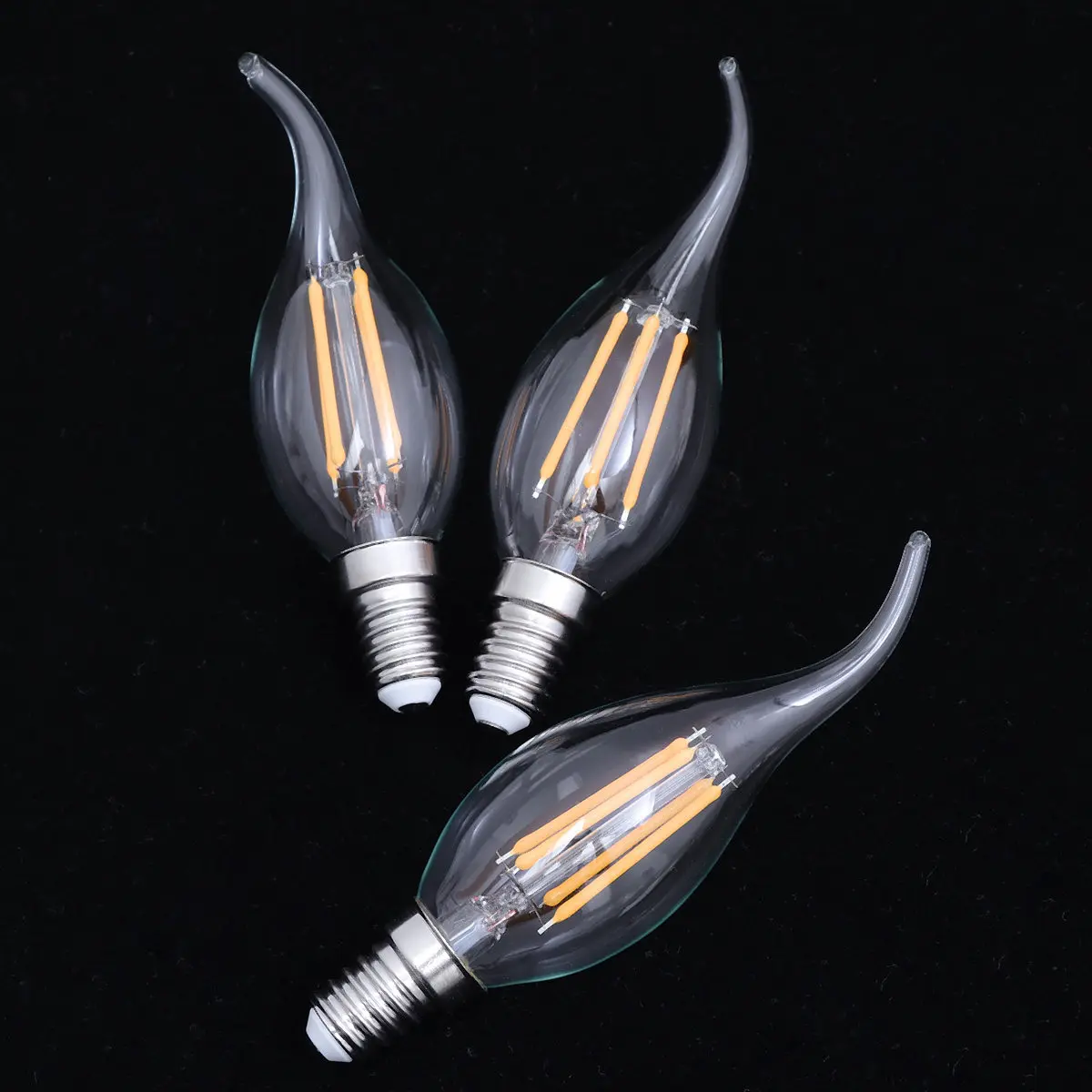 

Набор из 3 светодиодных ламп E14 4W с эффектом пламени, теплый белый свет, винтажный декоративный дизайн для светильников, люстр, ресторанов