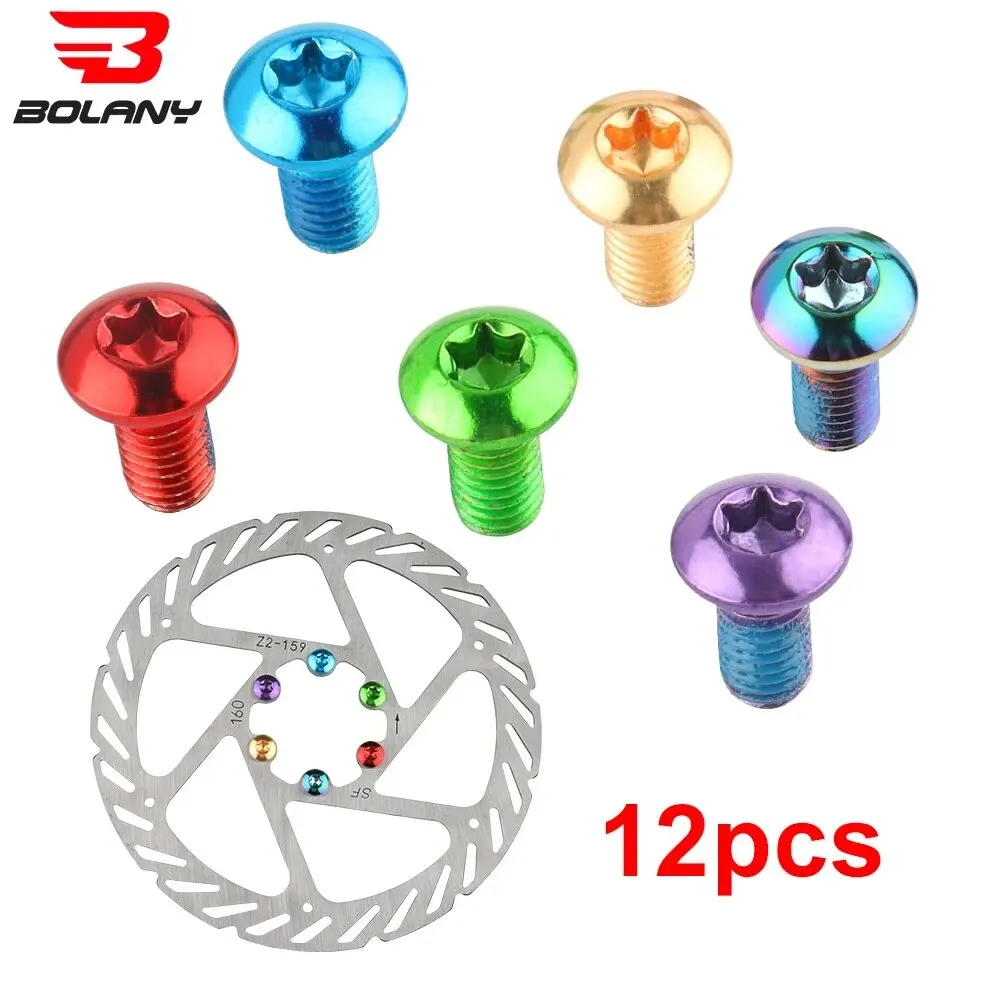 Bolany 12pcs Bicycle Brake Disc Screws Mountain Bike Disc Brake Rotor Bolts For Bicycle Fixing Accessories