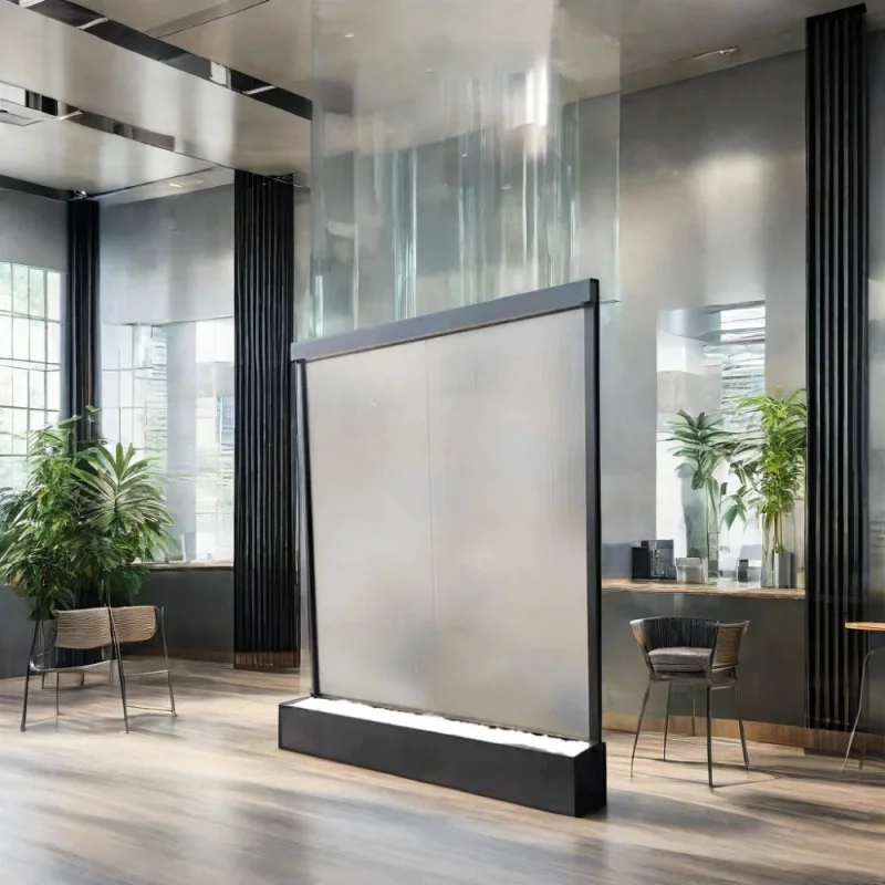 custom.Modern Indoor LED Light Standing Acrylic Waterfall Fountain Simple Home Decoration with Movable Glass Technique