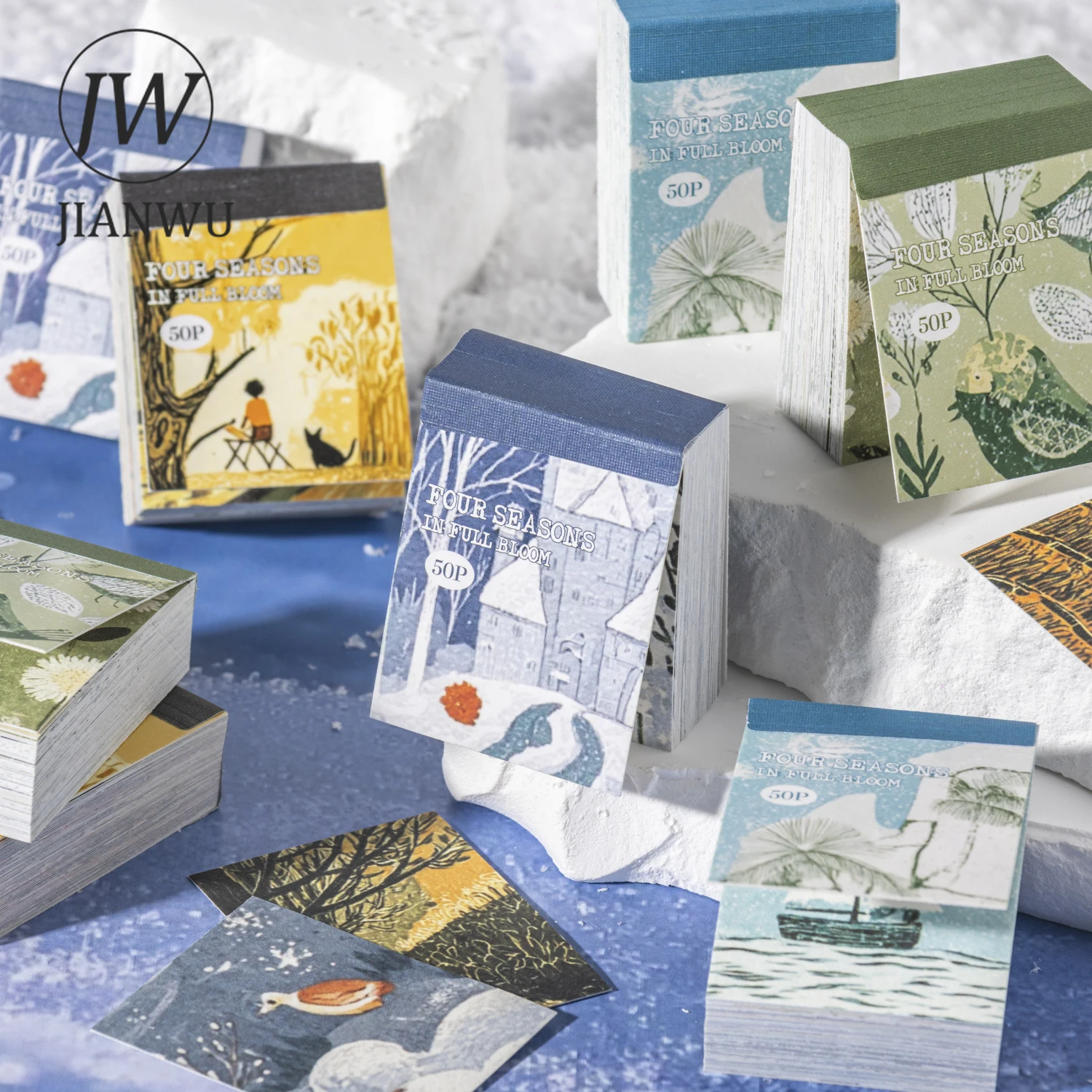 JIANWU Four Season in Bloom Series Vintage Tree Plant Flower Landscape Material Collage Sticker Book Creative Journal Stationery view 2