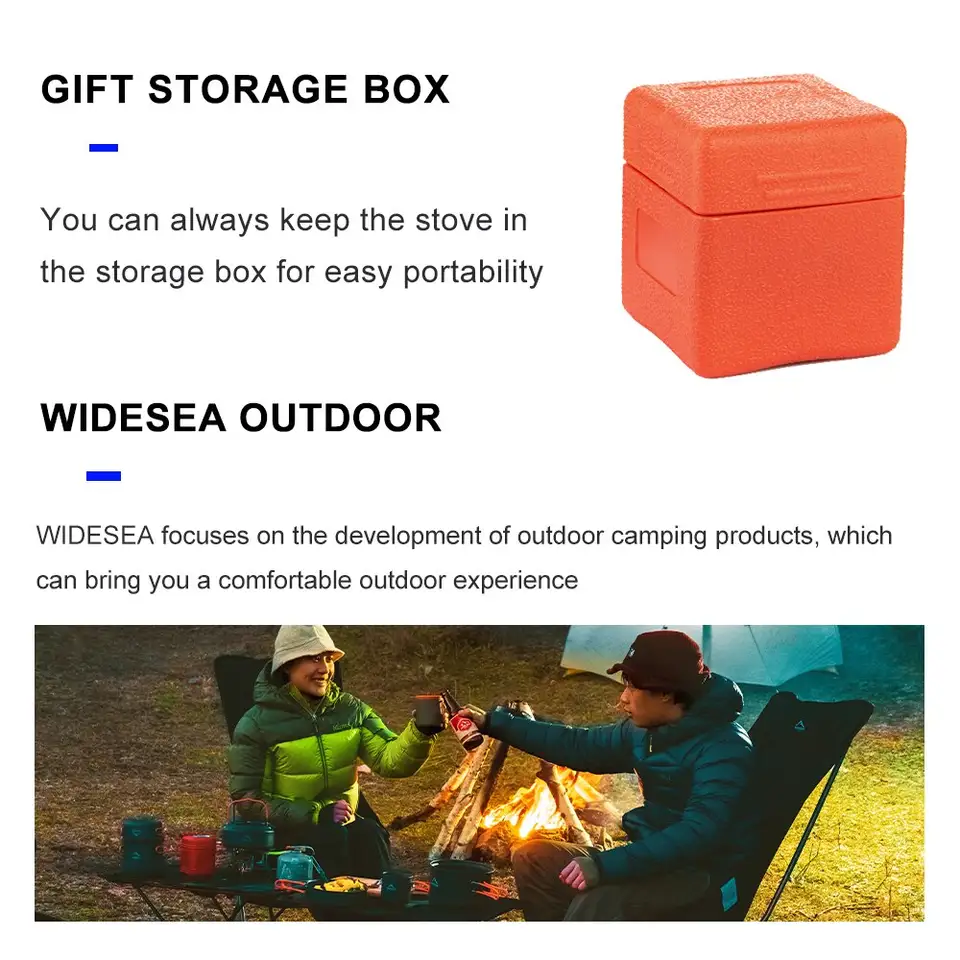 Widesea موقد غاز محمول للسفر والتخييم بقوة 6800 واط، أدوات طهي، فرن محمول، شواية نزهة، مستلزمات سياحة، ترفيه خارجي - 6