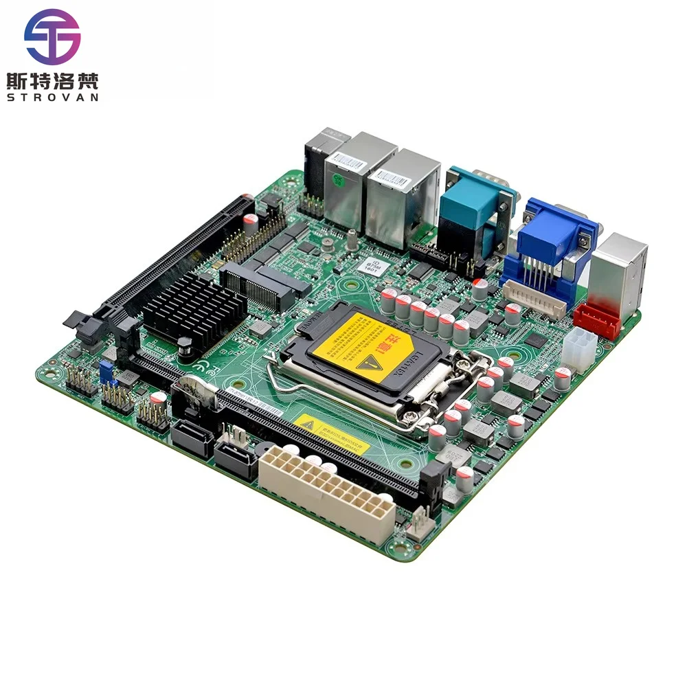 New Mini-ITX Industrial Motherboard 2 LAN 6 RS232/485 COM Ports LGA1155 DDR3 DIMM SATA2.0 M.2 WiFi PCIe2.0 X16 VGA/HD Output