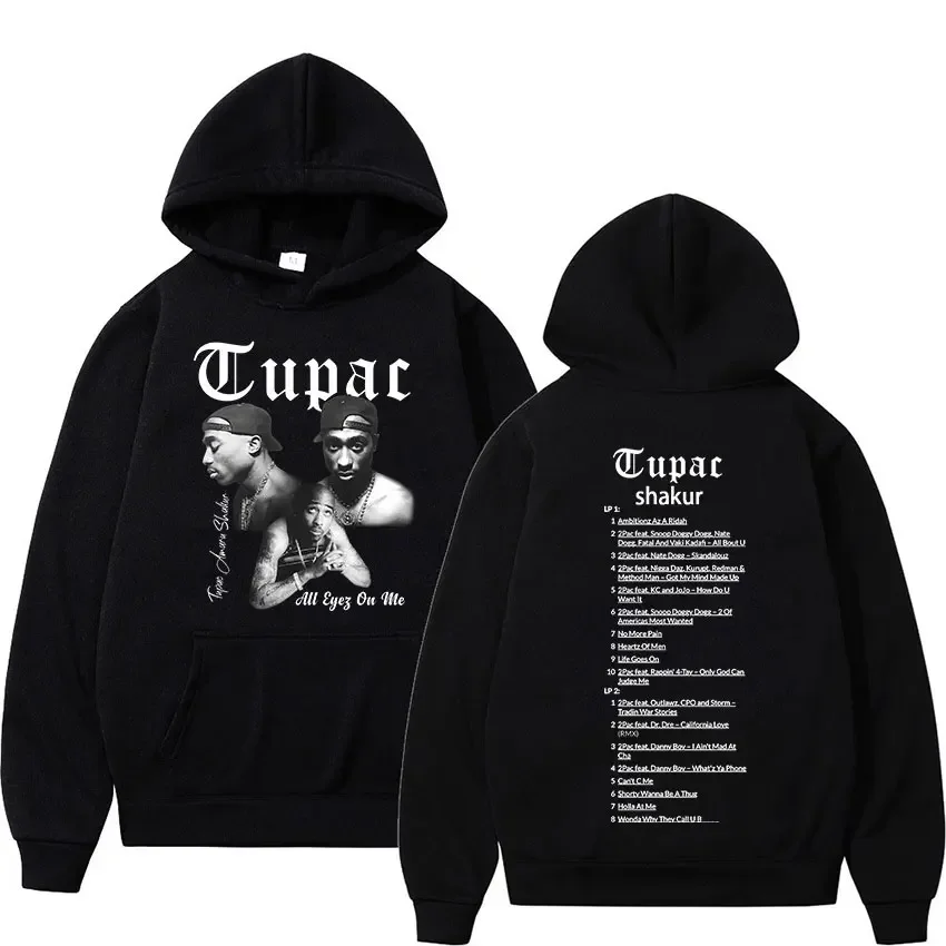 

Retro Rapper Tupac 2pac Hoodie Hip Hop pria Hoodie Pullover ukuran besar atasan Hoodie hitam Pria Wanita Sweatshirt