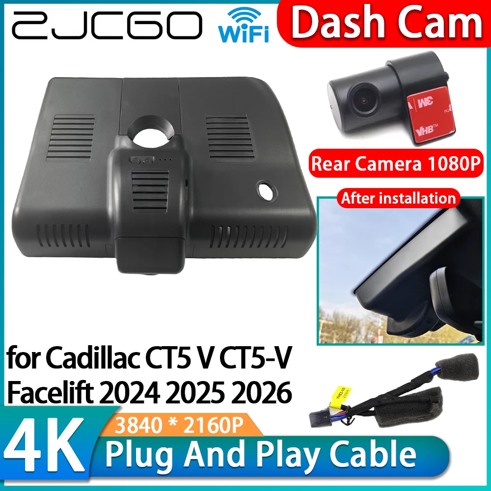 ZJCGO for Cadillac CT5 V CT5-V Facelift 2024 2025 2026 4K 2160P Wifi DVR OEM Car Video Recorder Dash Cam Front Rear Camera