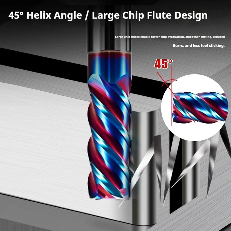 

Твердосплавная концевая фреза с 4 флейтами, вольфрамовая сталь, 65 градусов, с синим покрытием для резки нержавеющей стали, титана, дерева с ЧПУ