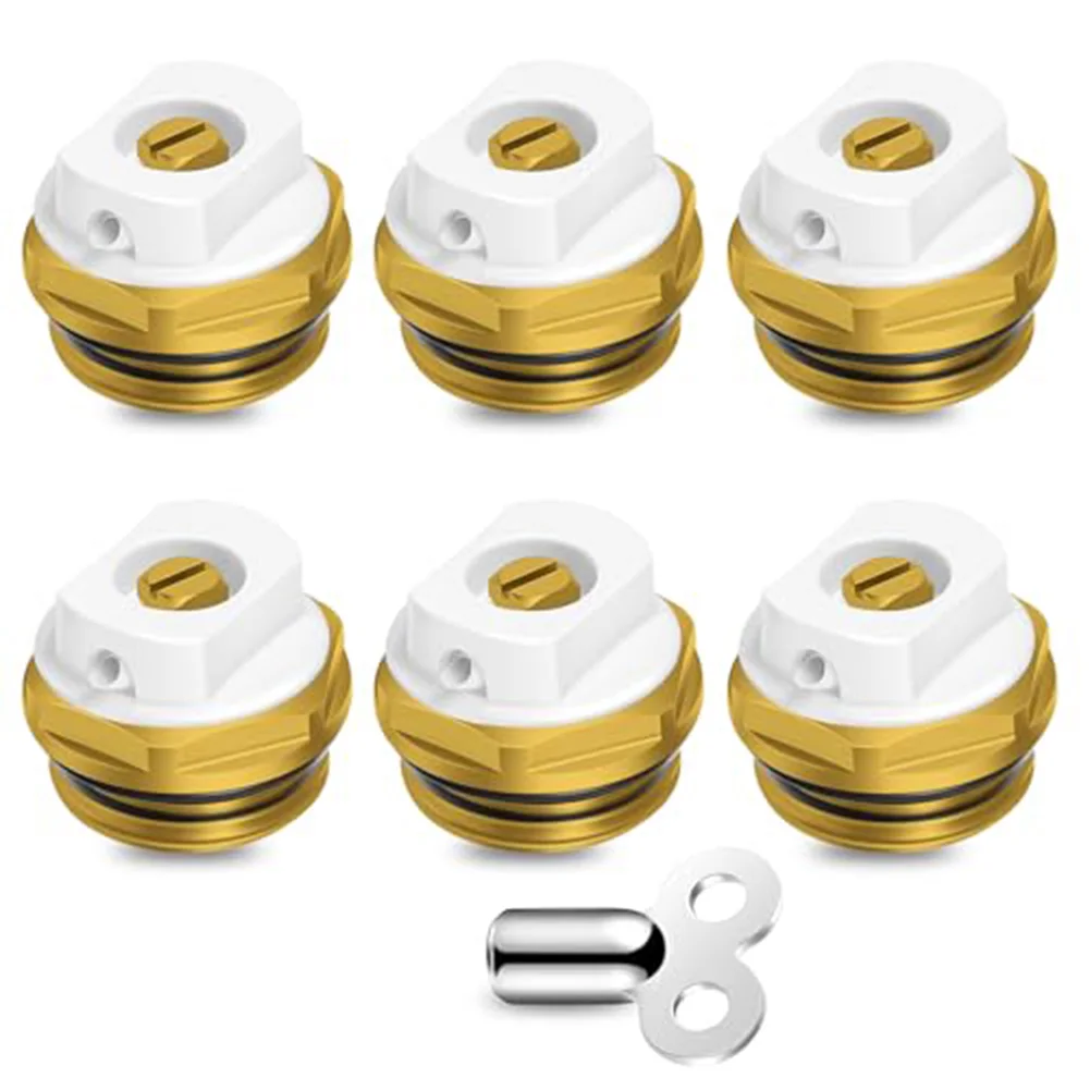 

6 вентиляционных клапанов радиатора с 12-дюймовым медным латунным сливным клапаном с подогревом и ручным вентиляционным ключом для эффективного обслуживания системы отопления