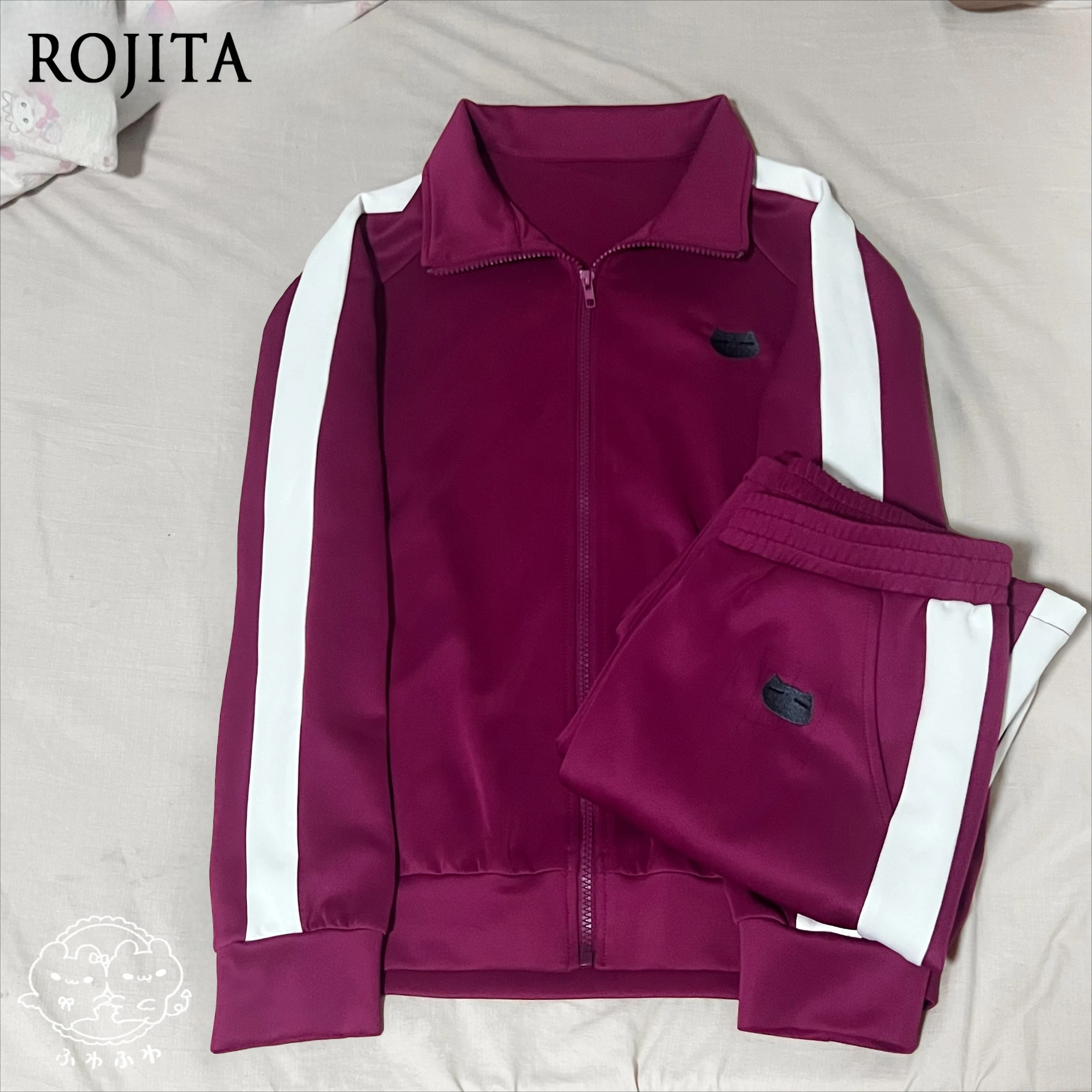 

Stand Collar Long Sleeve Sports Jacket Zipper Cat Embroidery Rose Red Sports Suit Daily Cute Zipper Sports Sweatshirt Women