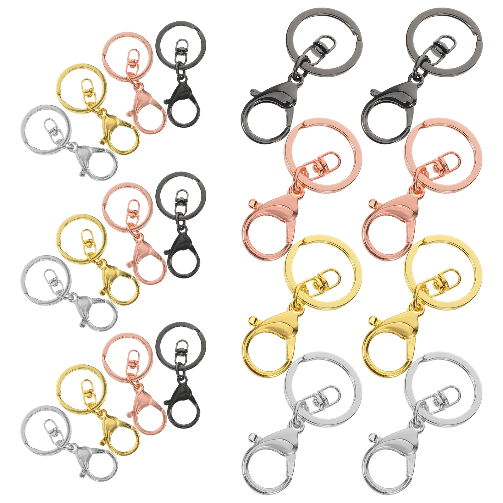 

20pcs Lobster Claw Keychain Metal Snap Hook Durable Thickened Design Strong Loadbearing Capacity Smooth Operation Car Keychain