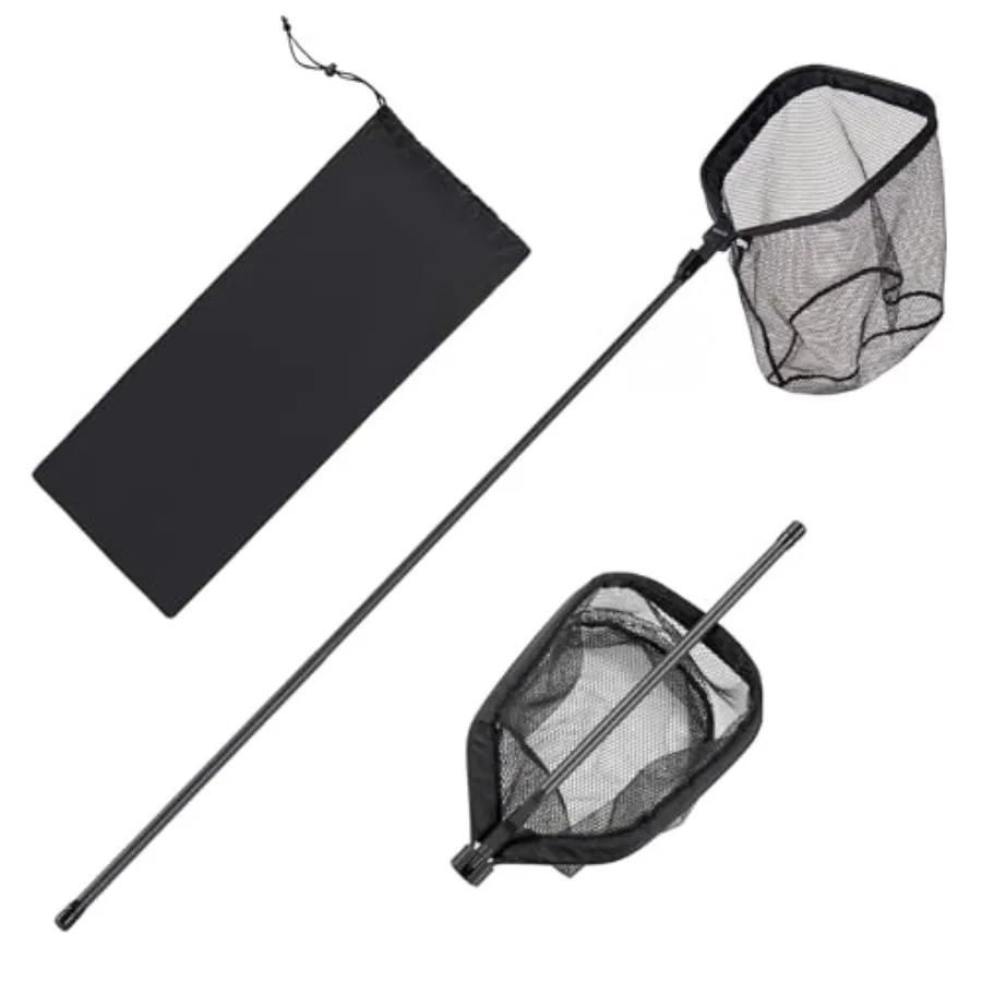 

Fishing Net Foldable Landing Nets with Telescopic Handle Portable Lightweight Carbon Fiber Long Fish Gear Nylon Covered PVC Dur